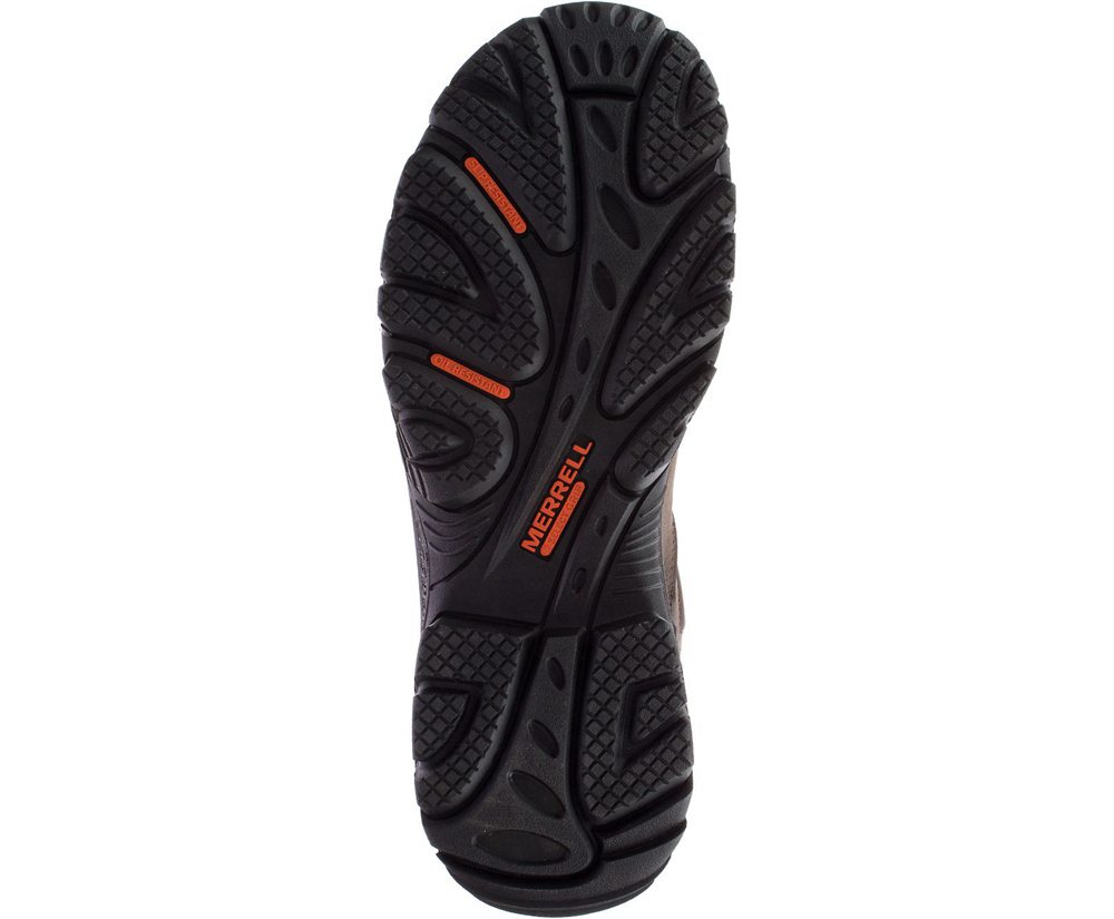 Merrell Work Boots Brown - Strongfield Leather Pull On Waterproof Comp Toe Wide Width - Mens 91WMXLS